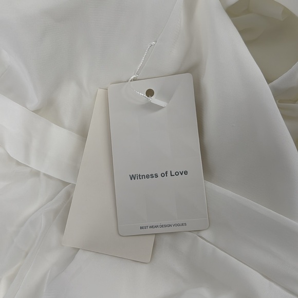 NWT Witness of Love Women Sz 10White Puff Sleeve with Front Slit Wedding Dress - Picture 8 of 9